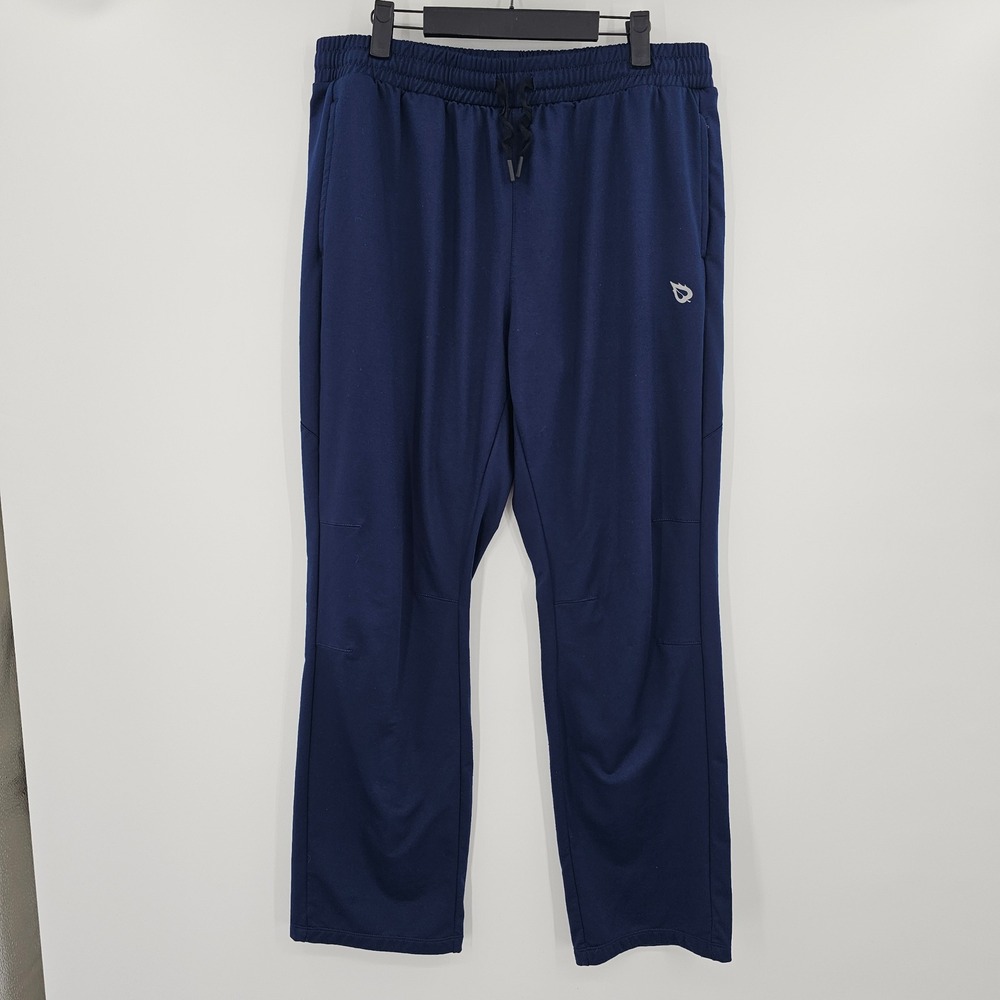 Baleaf Blue Athletic‎ Track Pants Elastic Waist Drawstring Logo XL 29" Inseam